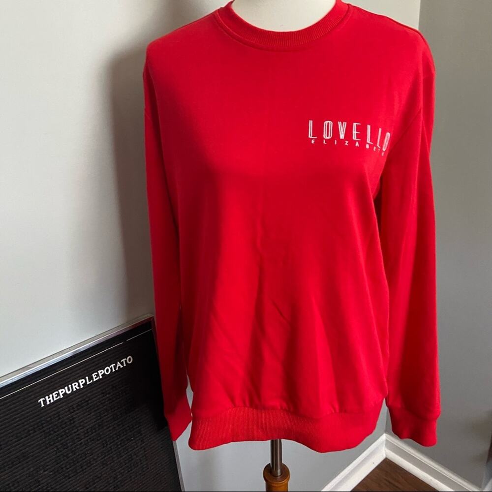 Lovello Elizabeth Red Athleisure Crewneck Sweatshirt Size M